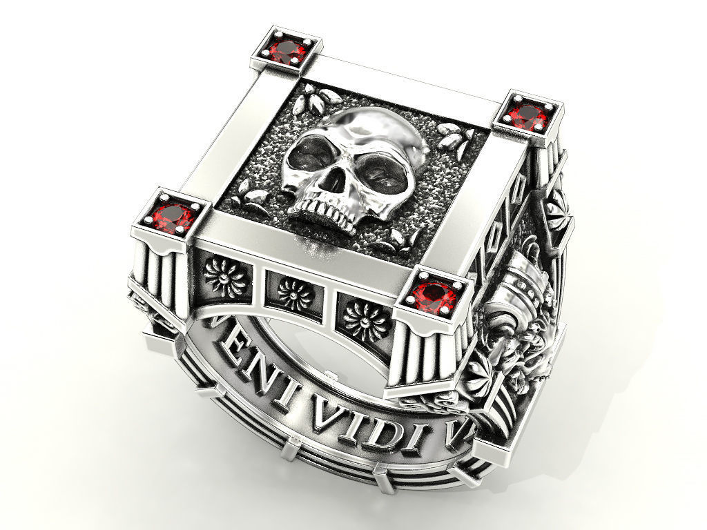 Vampire Skull ring many sizes 3D print model_8