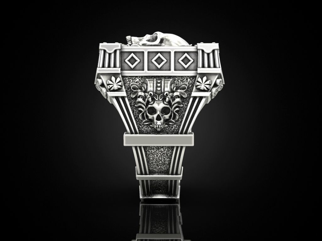 Vampire Skull ring many sizes 3D print model_4