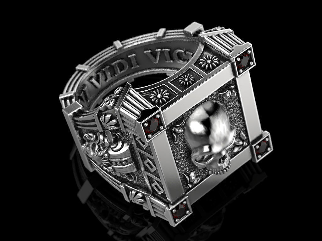 Vampire Skull ring many sizes 3D print model_13