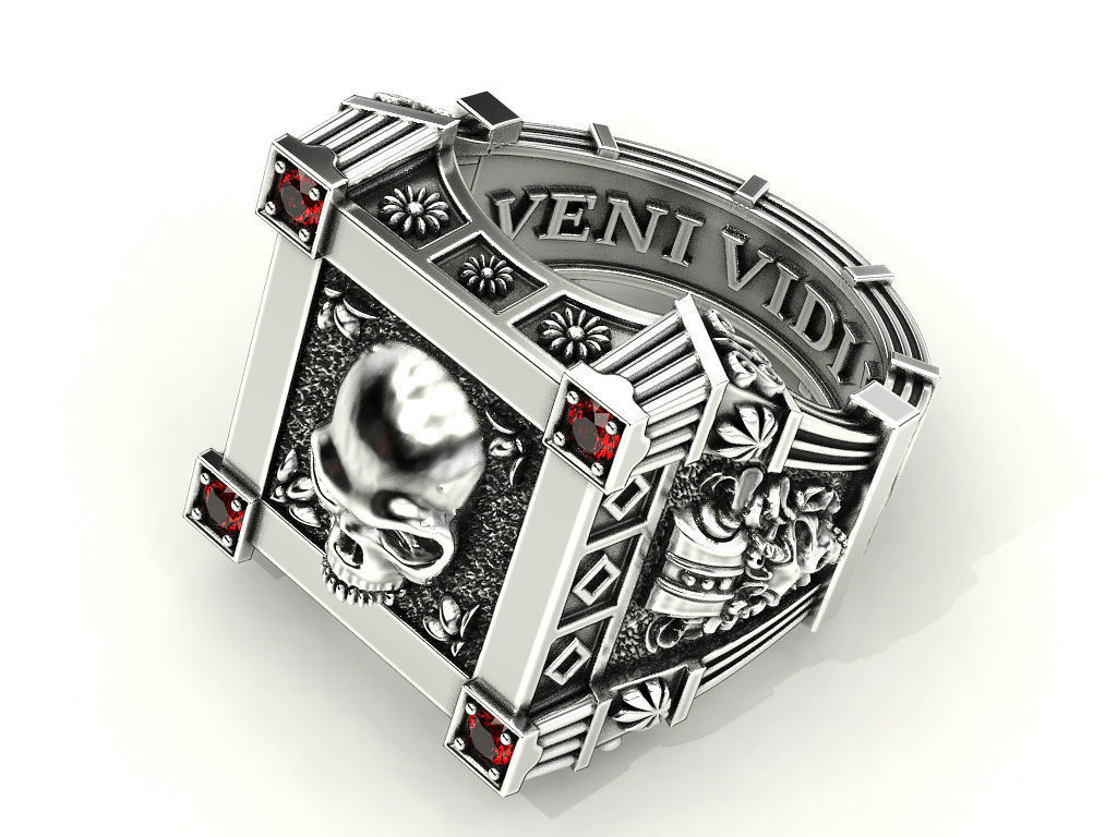 Vampire Skull ring many sizes 3D print model_9