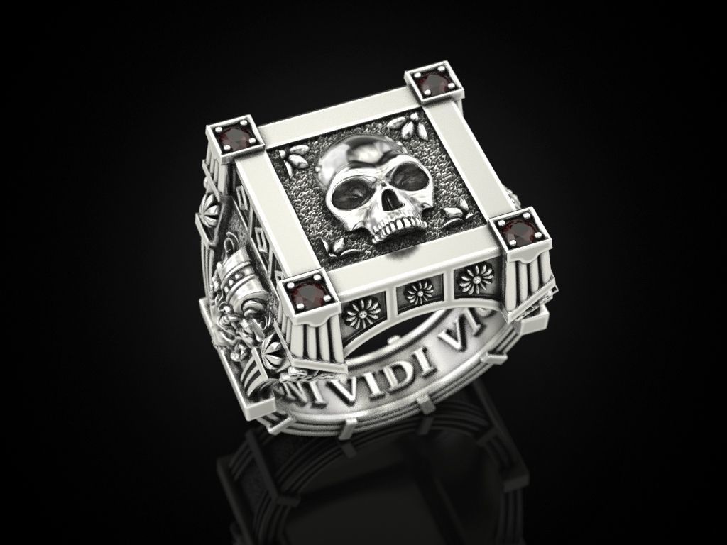 Vampire Skull ring many sizes 3D print model_2