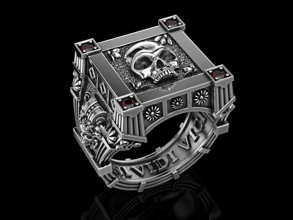 Vampire Skull ring many sizes 3D print model_12