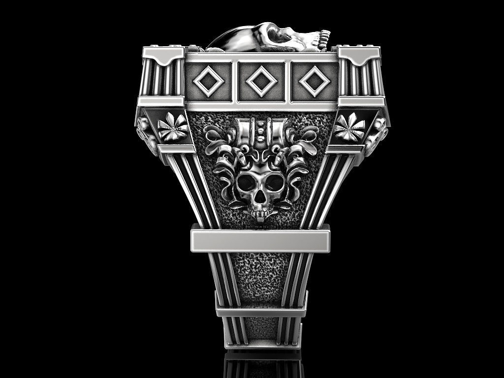 Vampire Skull ring many sizes 3D print model_16