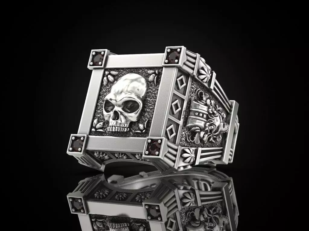 Vampire Skull ring many sizes 3D print model_0