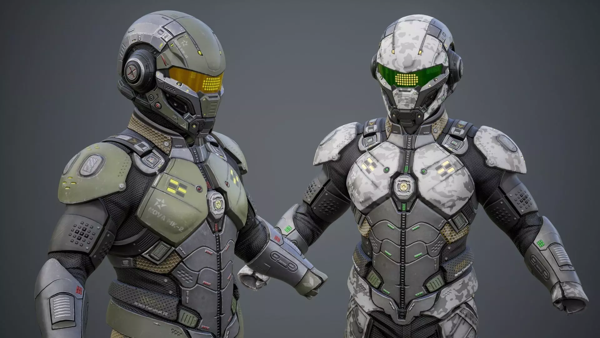 Sci-Fi Military Armor Pack 03 Low-poly 3D model_42