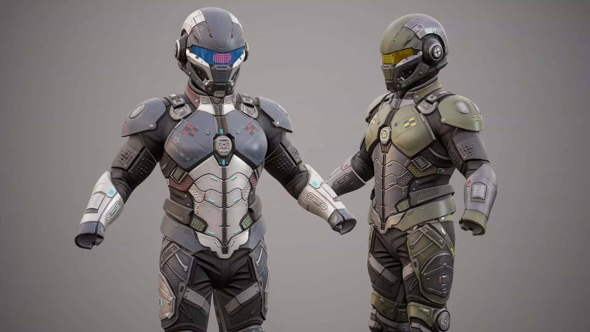 Sci-Fi Military Armor Pack 03 Low-poly 3D model_3