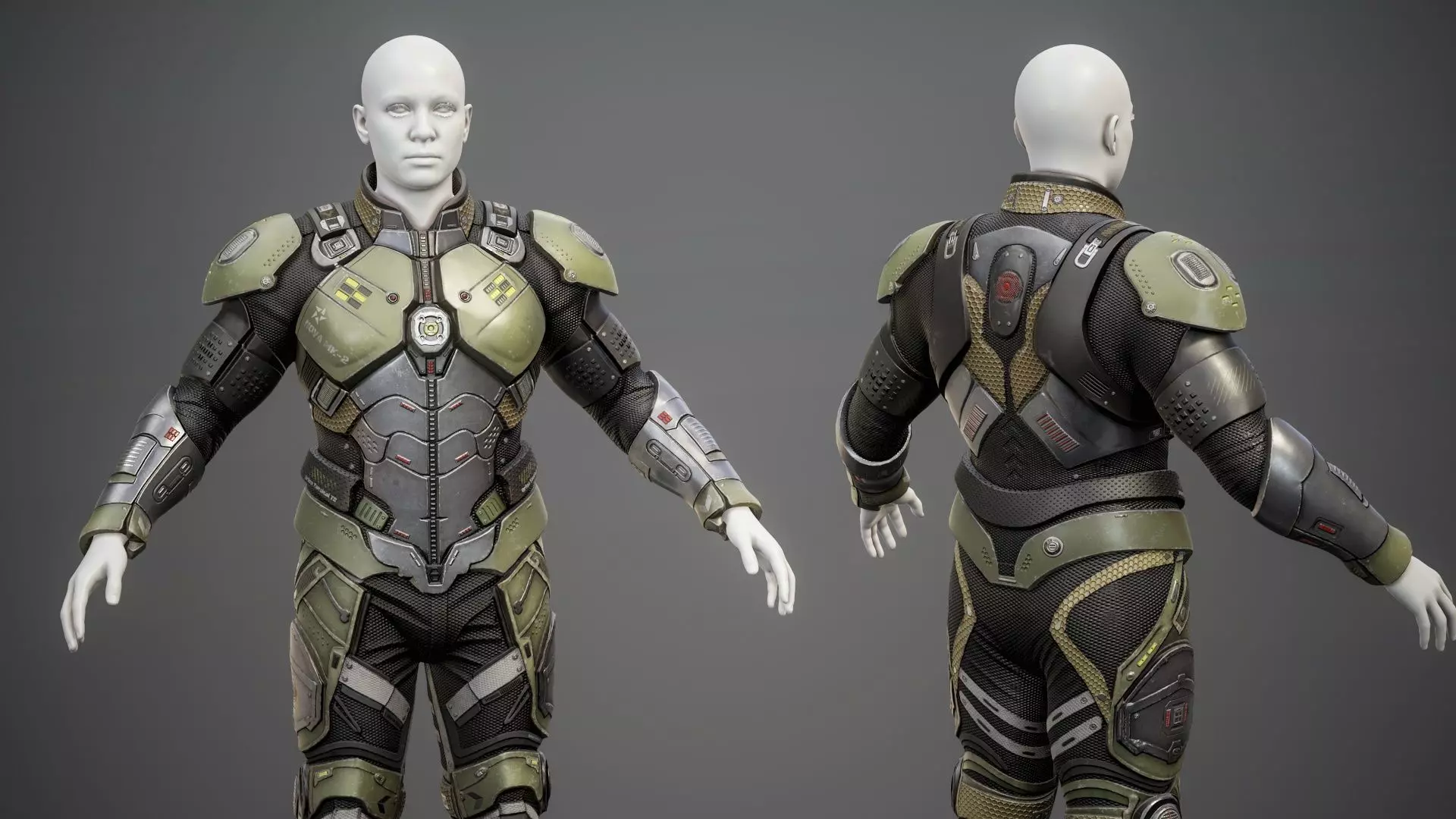 Sci-Fi Military Armor Pack 03 Low-poly 3D model_11