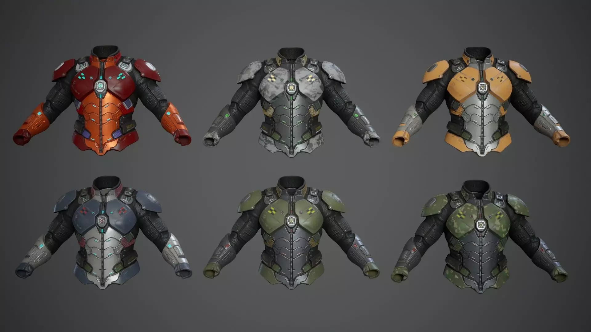 Sci-Fi Military Armor Pack 03 Low-poly 3D model_8