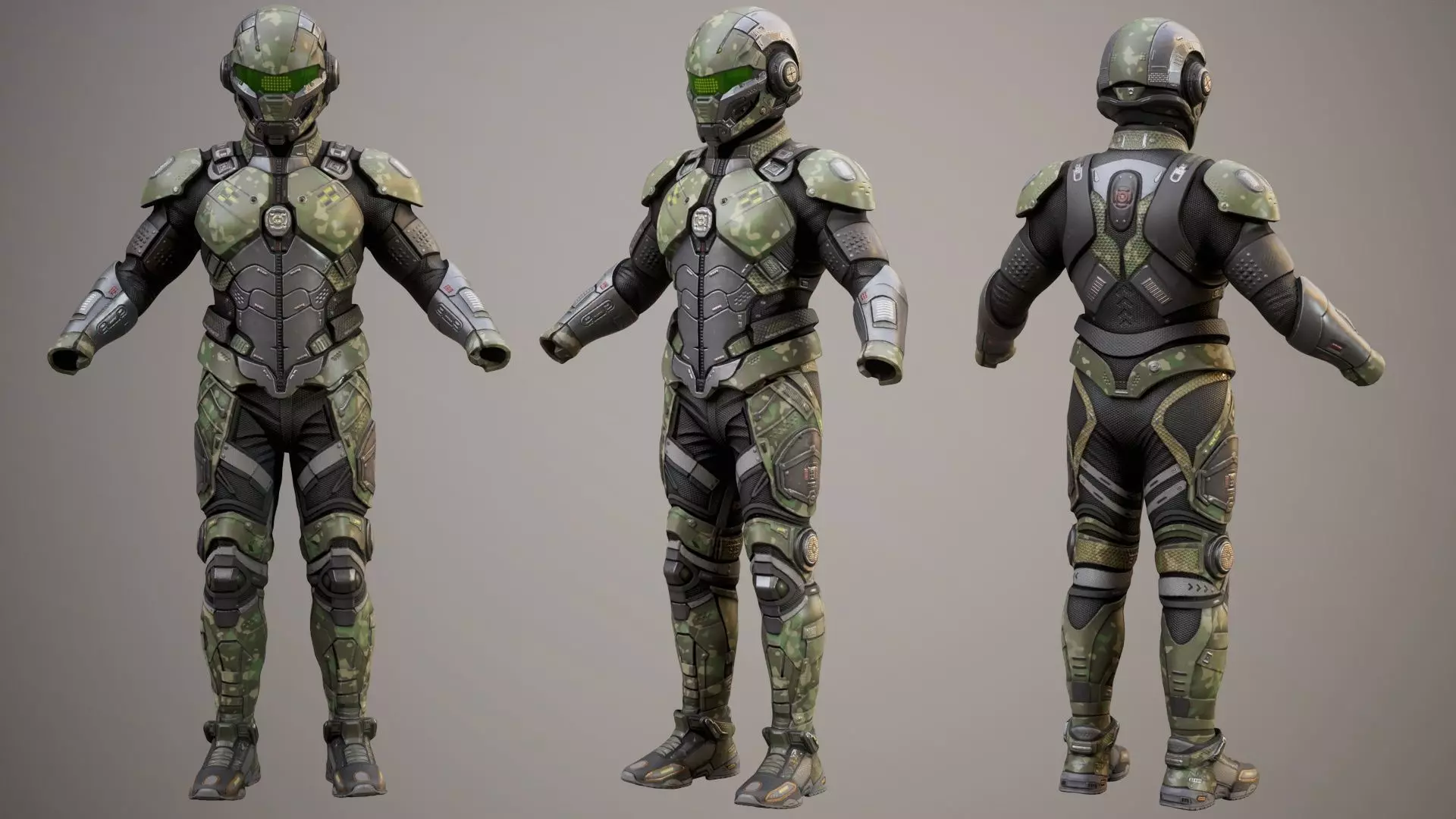 Sci-Fi Military Armor Pack 03 Low-poly 3D model_31