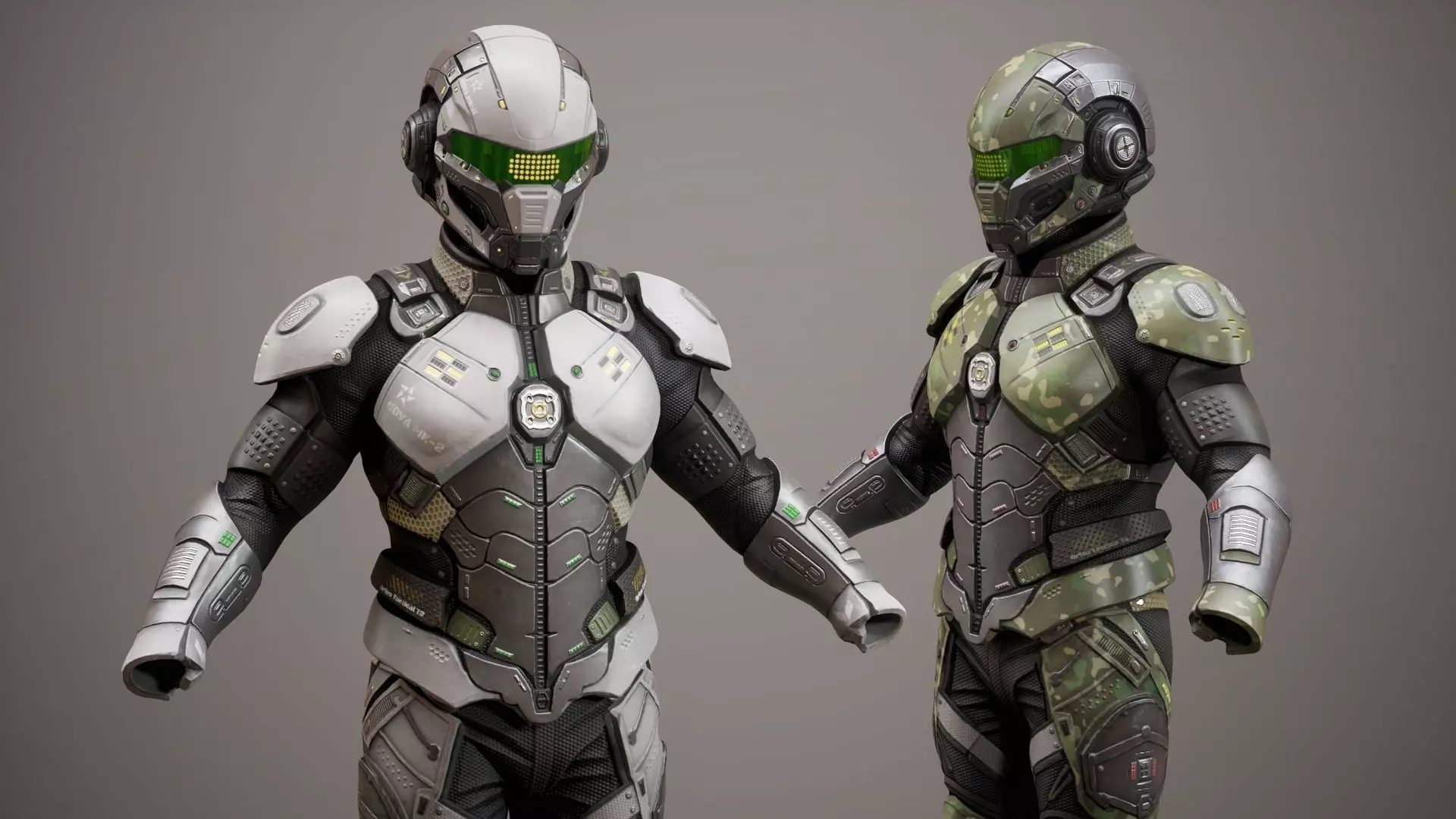 Sci-Fi Military Armor Pack 03 Low-poly 3D model_12