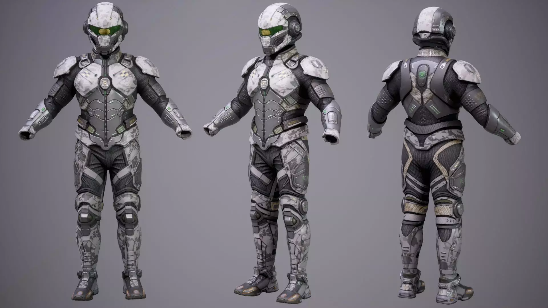 Sci-Fi Military Armor Pack 03 Low-poly 3D model_6