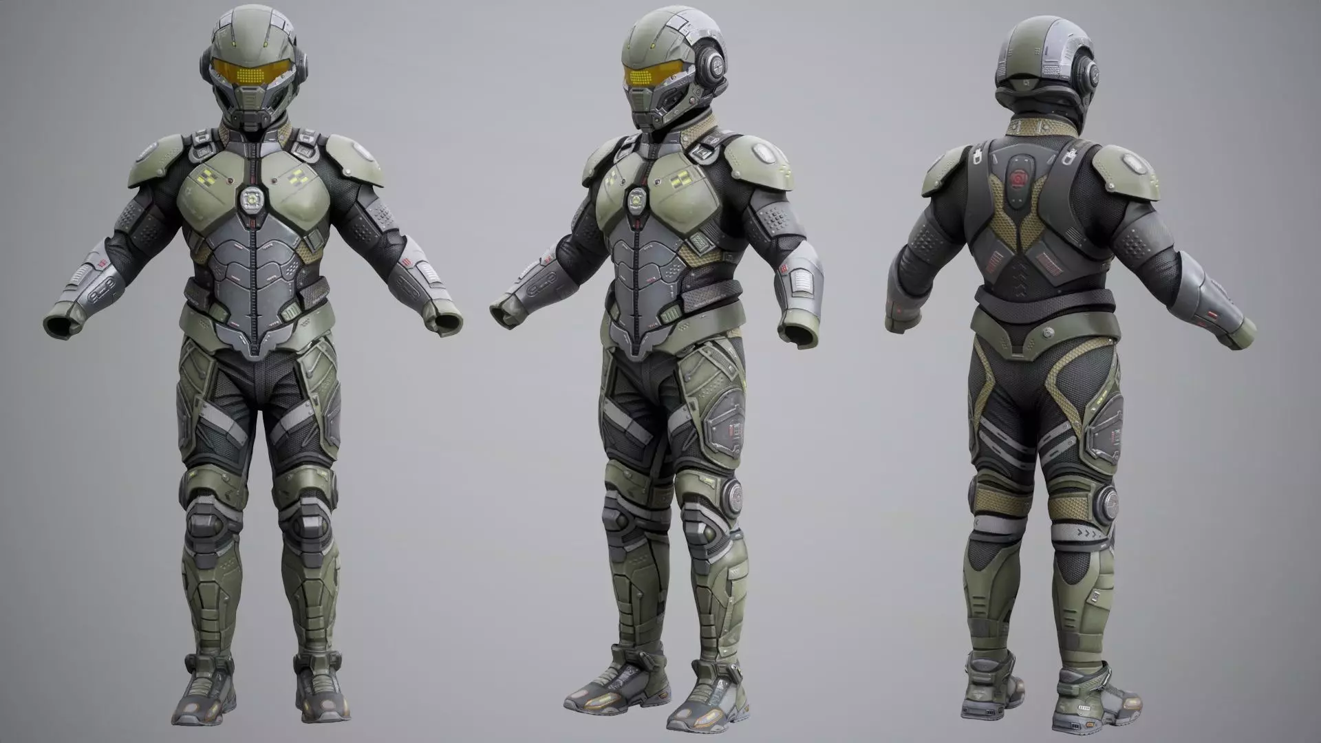 Sci-Fi Military Armor Pack 03 Low-poly 3D model_30