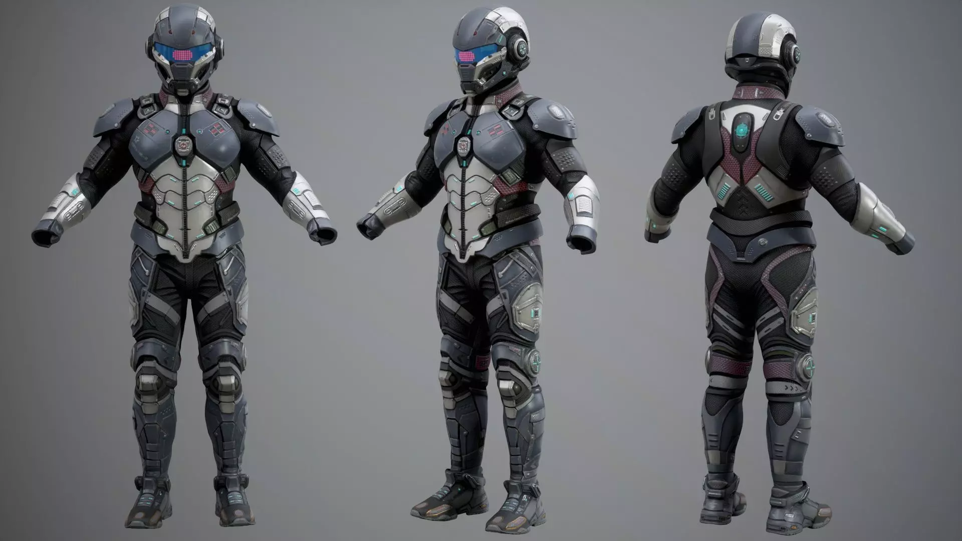 Sci-Fi Military Armor Pack 03 Low-poly 3D model_29