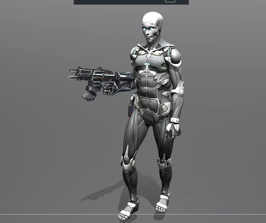 CYBORG Cyberpunk Tech Anti-terminator ArmyRobot Animated FBX 3D model_1