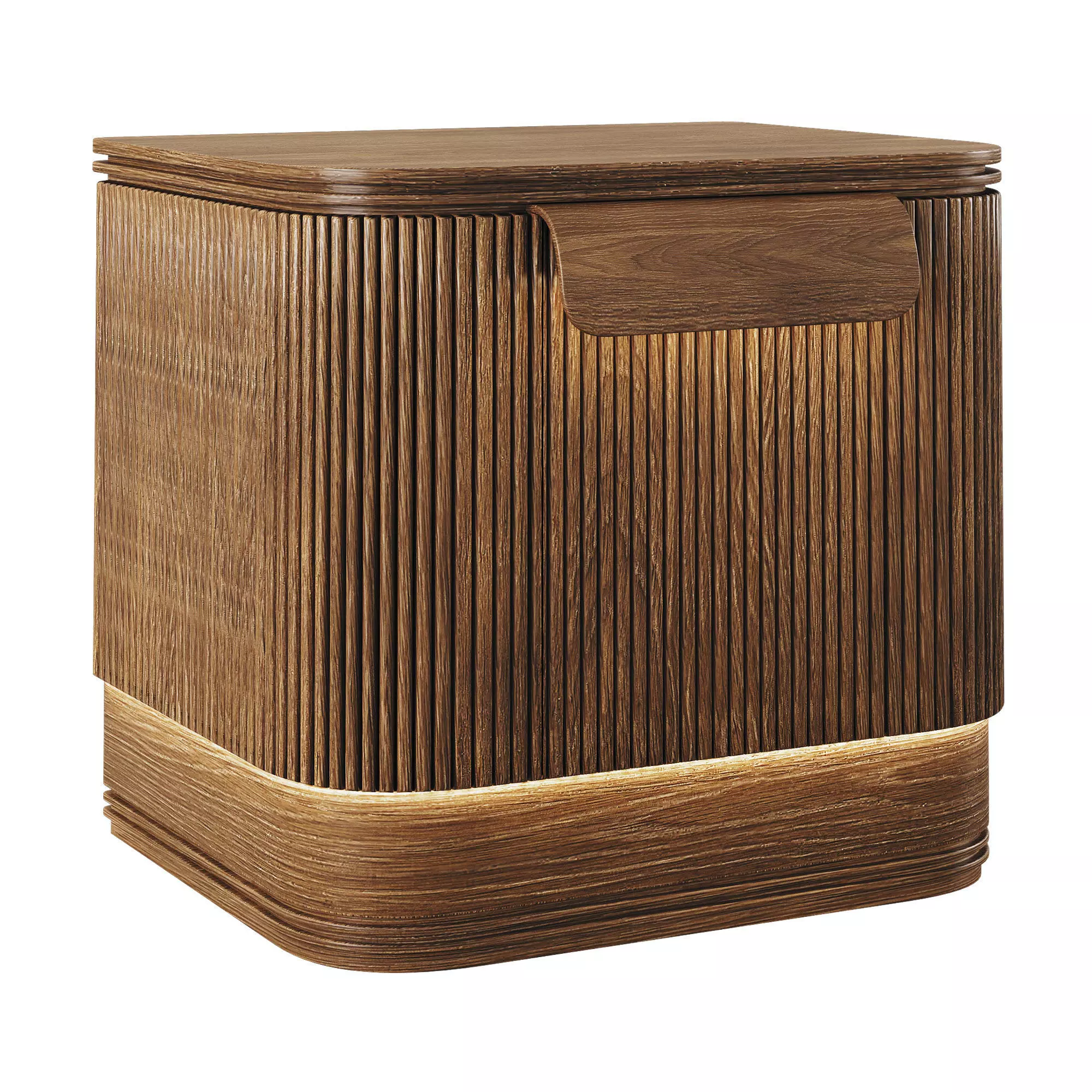 Wood bedside table 3D model_0