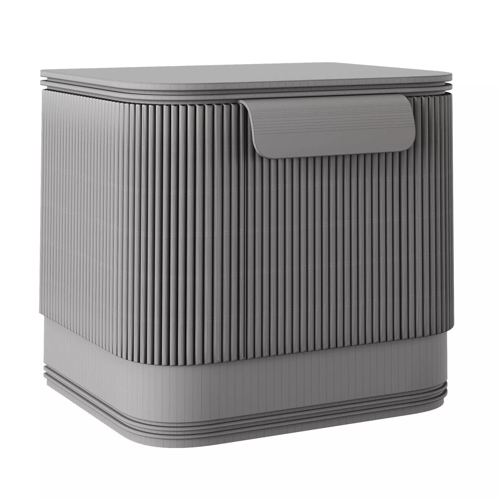 Wood bedside table 3D model_2