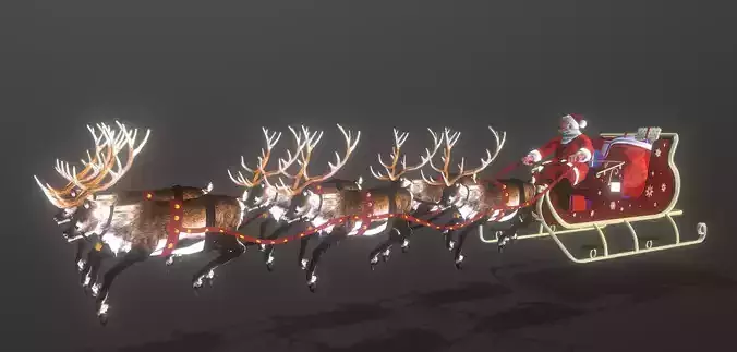 Santa Claus is Coming to Town Animated Rendeers FBX 3D model