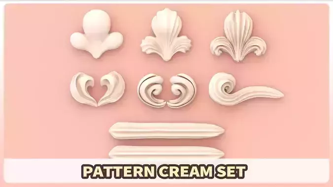 Cream Set - Pattern Whipped Cream 3D model
