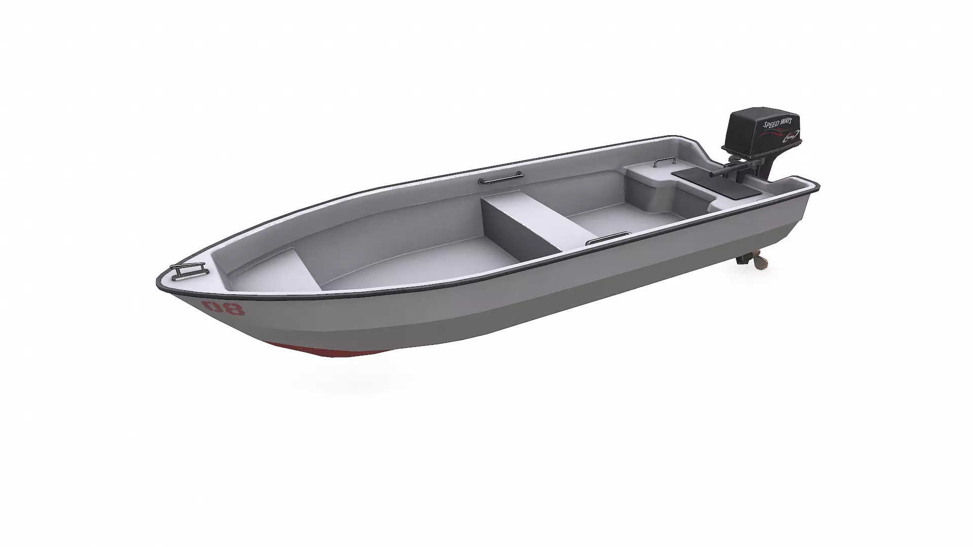 Small Motorboat Low-poly PBR Low-poly 3D model_2