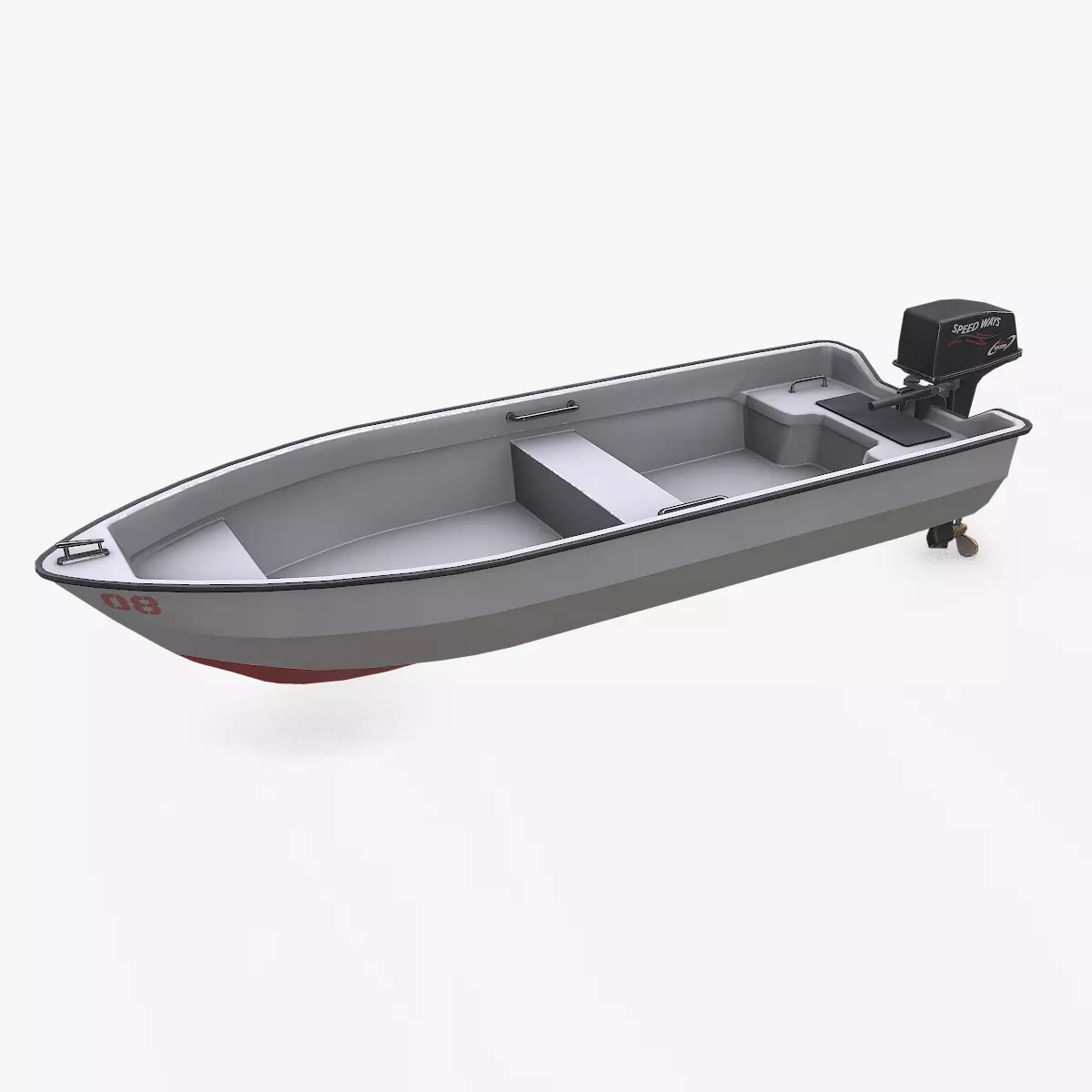 Small Motorboat Low-poly PBR Low-poly 3D model_0