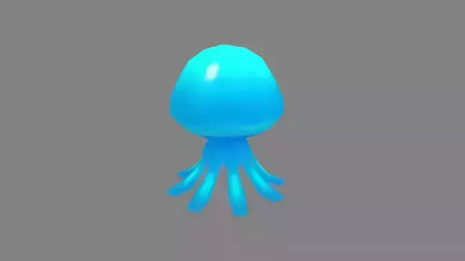 Cartoon Little Blue Jellyfish