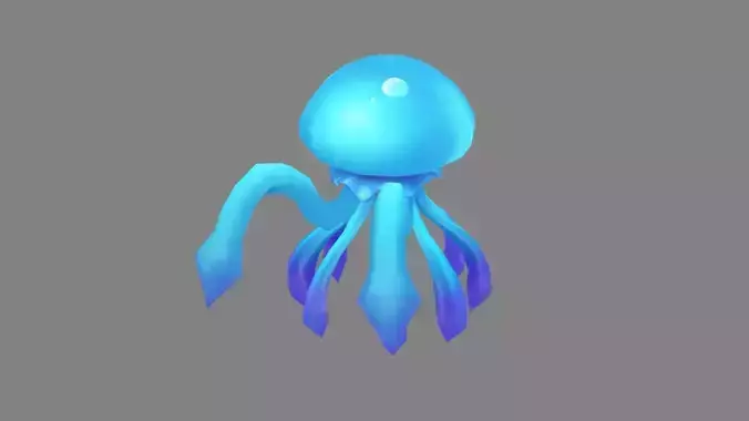 Cartoon blue jellyfish monster