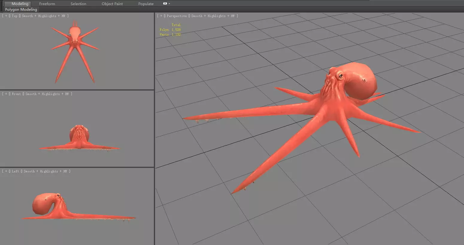 Cartoon Octopus Low-poly 3D model_4
