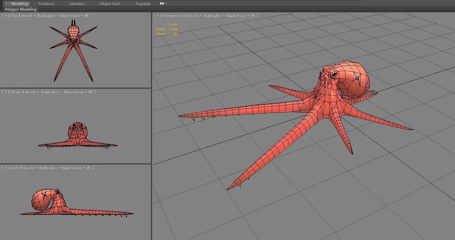 Cartoon Octopus Low-poly 3D model_5