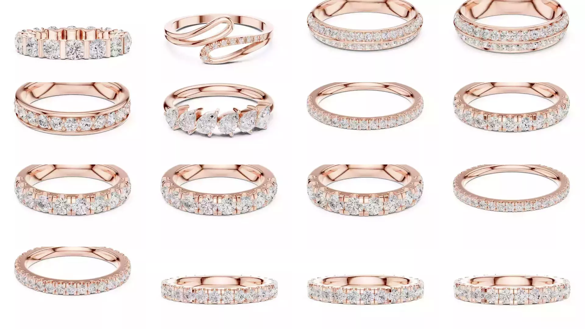 142 Tiny Diamond Stacking Band 3DM STL OBJ FBX 3 Color Video 3D Model Collection_1