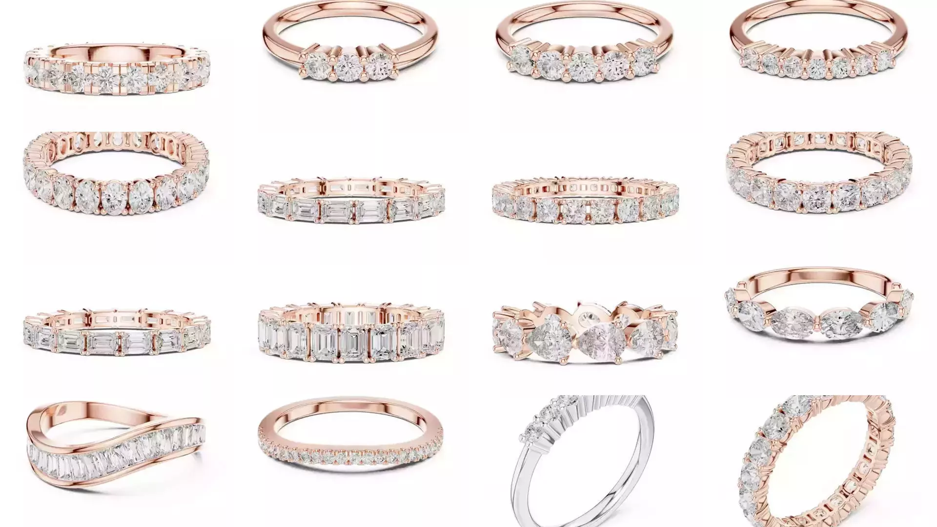 142 Tiny Diamond Stacking Band 3DM STL OBJ FBX 3 Color Video 3D Model Collection_15