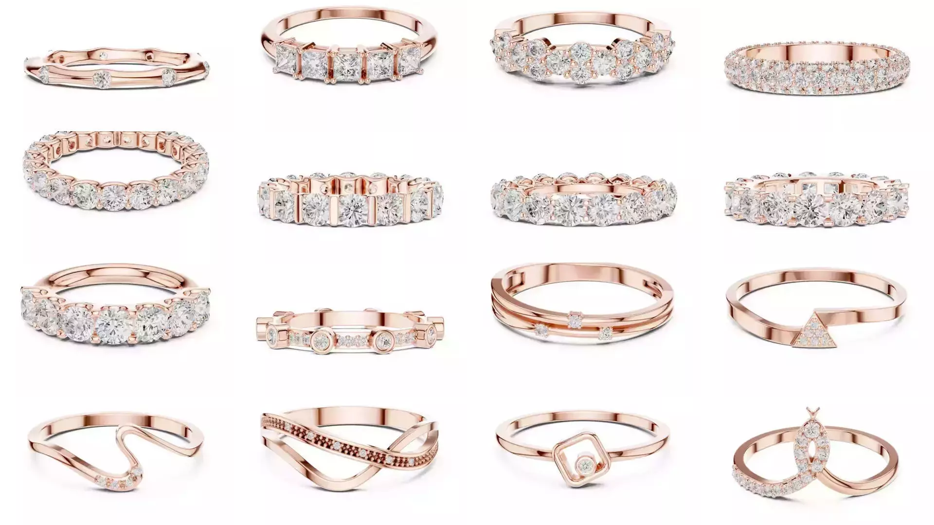 142 Tiny Diamond Stacking Band 3DM STL OBJ FBX 3 Color Video 3D Model Collection_5