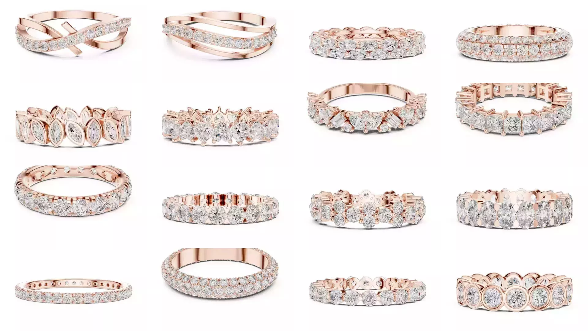 142 Tiny Diamond Stacking Band 3DM STL OBJ FBX 3 Color Video 3D Model Collection_9