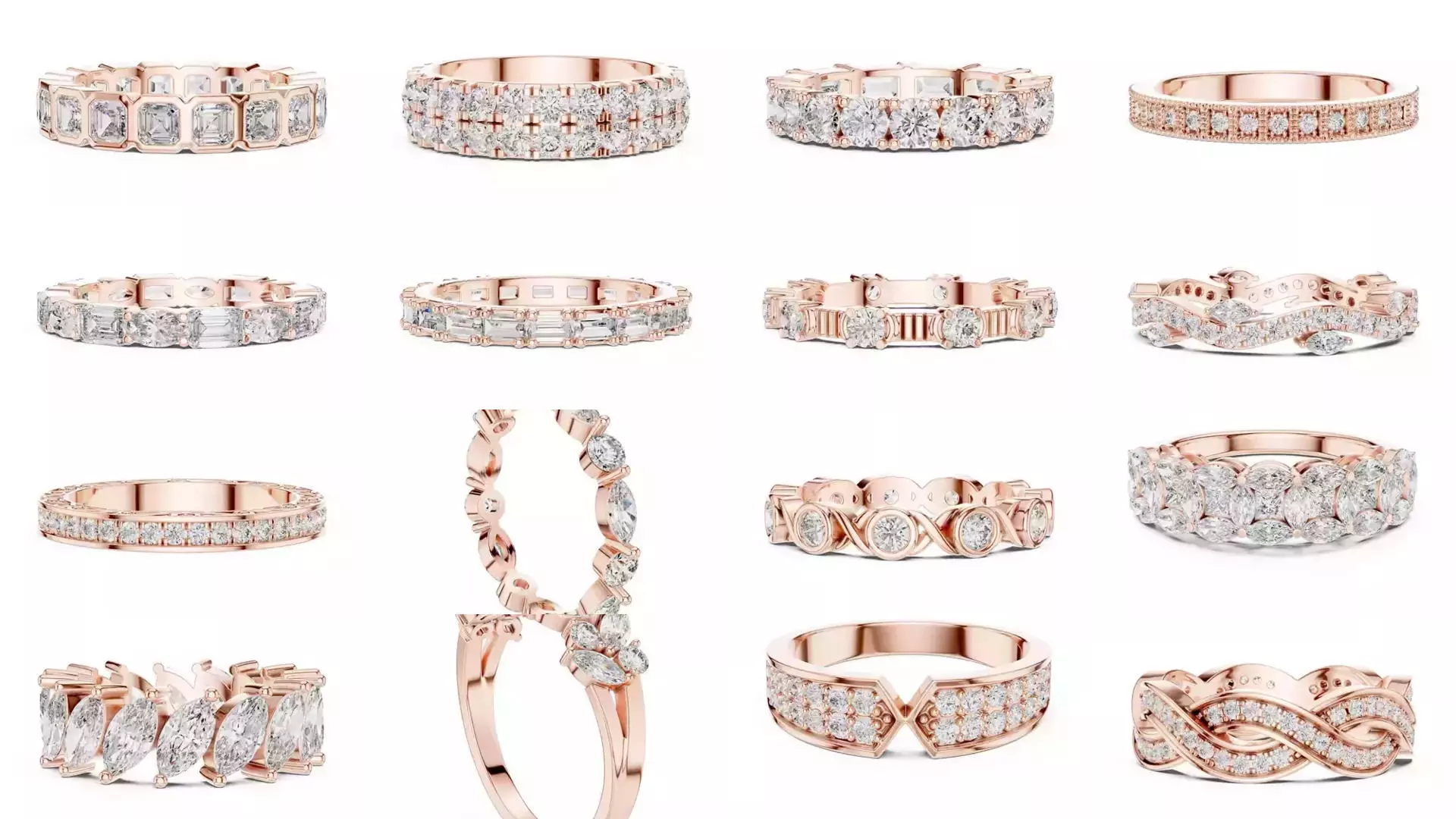 142 Tiny Diamond Stacking Band 3DM STL OBJ FBX 3 Color Video 3D Model Collection_13