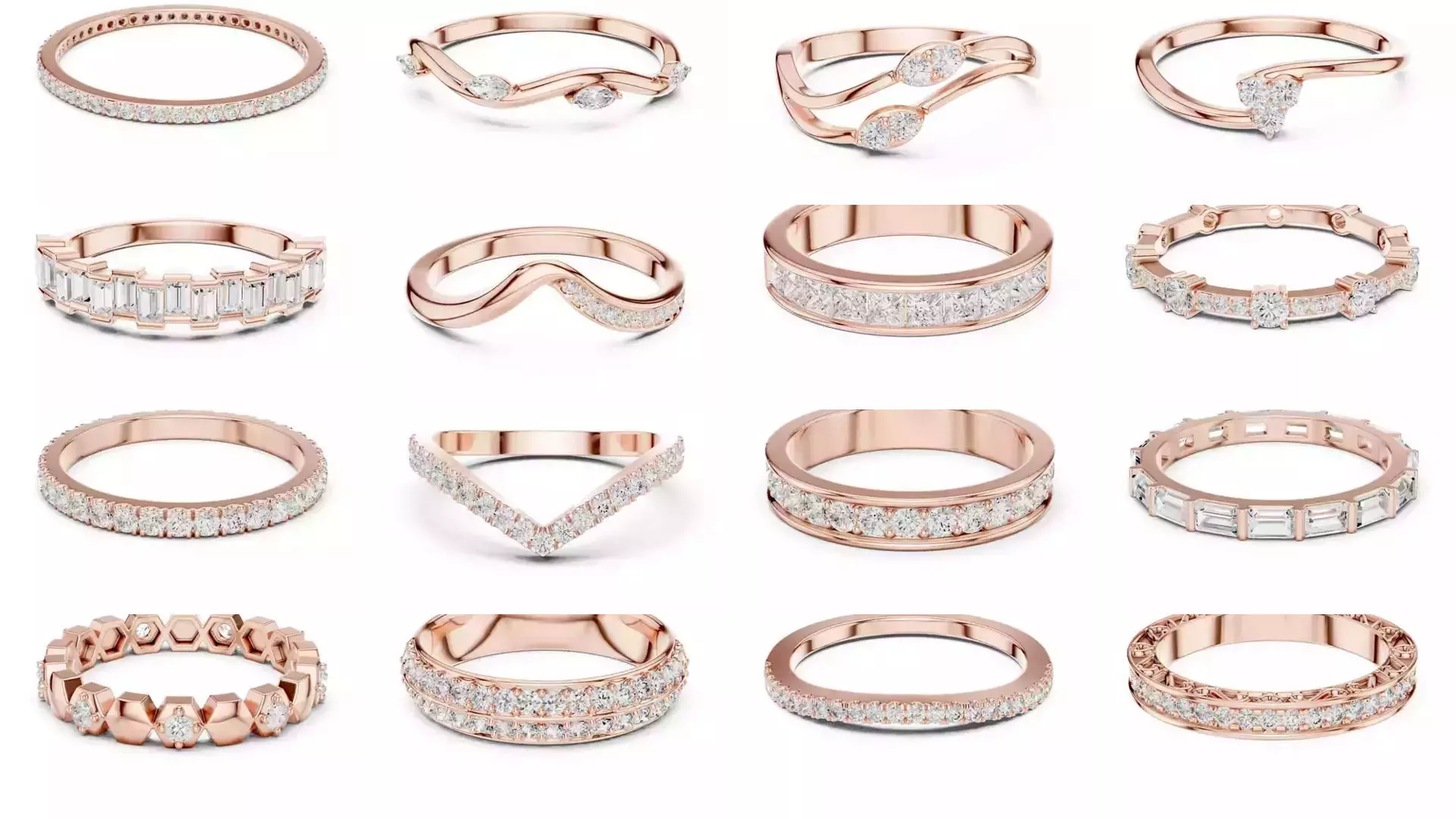 142 Tiny Diamond Stacking Band 3DM STL OBJ FBX 3 Color Video 3D Model Collection_11