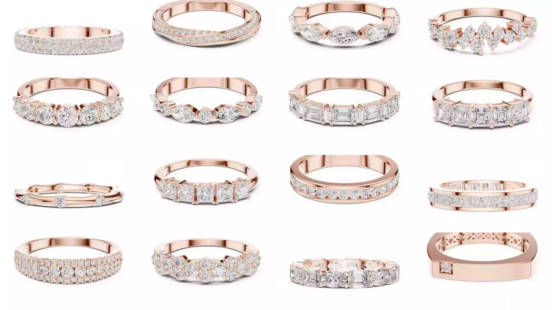 142 Tiny Diamond Stacking Band 3DM STL OBJ FBX 3 Color Video 3D Model Collection_3