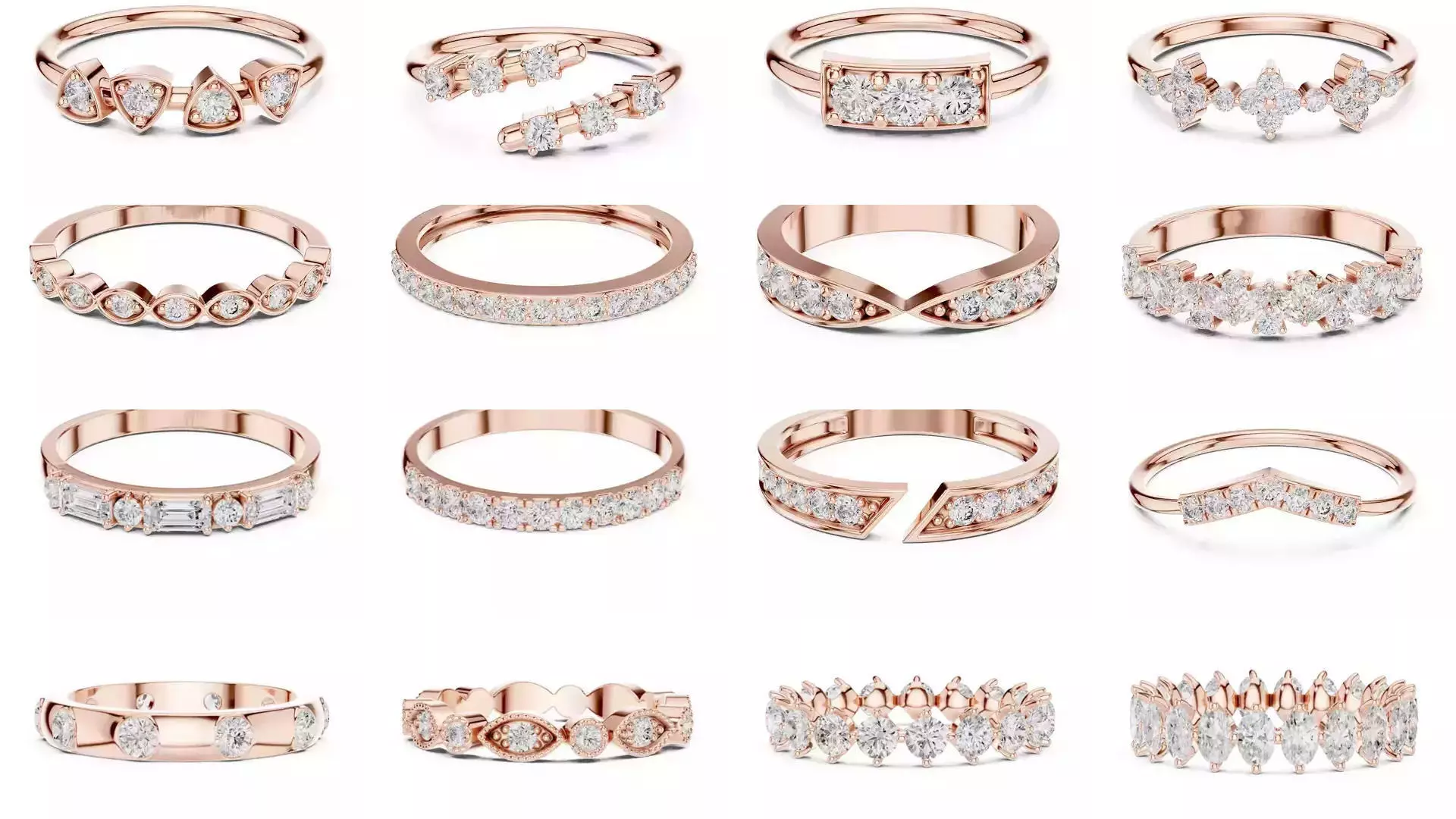 142 Tiny Diamond Stacking Band 3DM STL OBJ FBX 3 Color Video 3D Model Collection_7