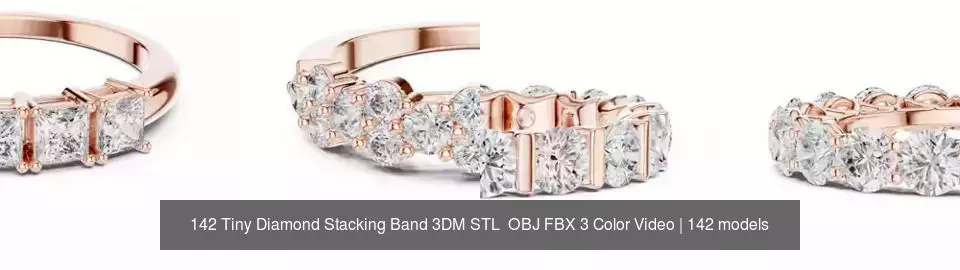 142 Tiny Diamond Stacking Band 3DM STL OBJ FBX 3 Color Video 3D Model Collection_4