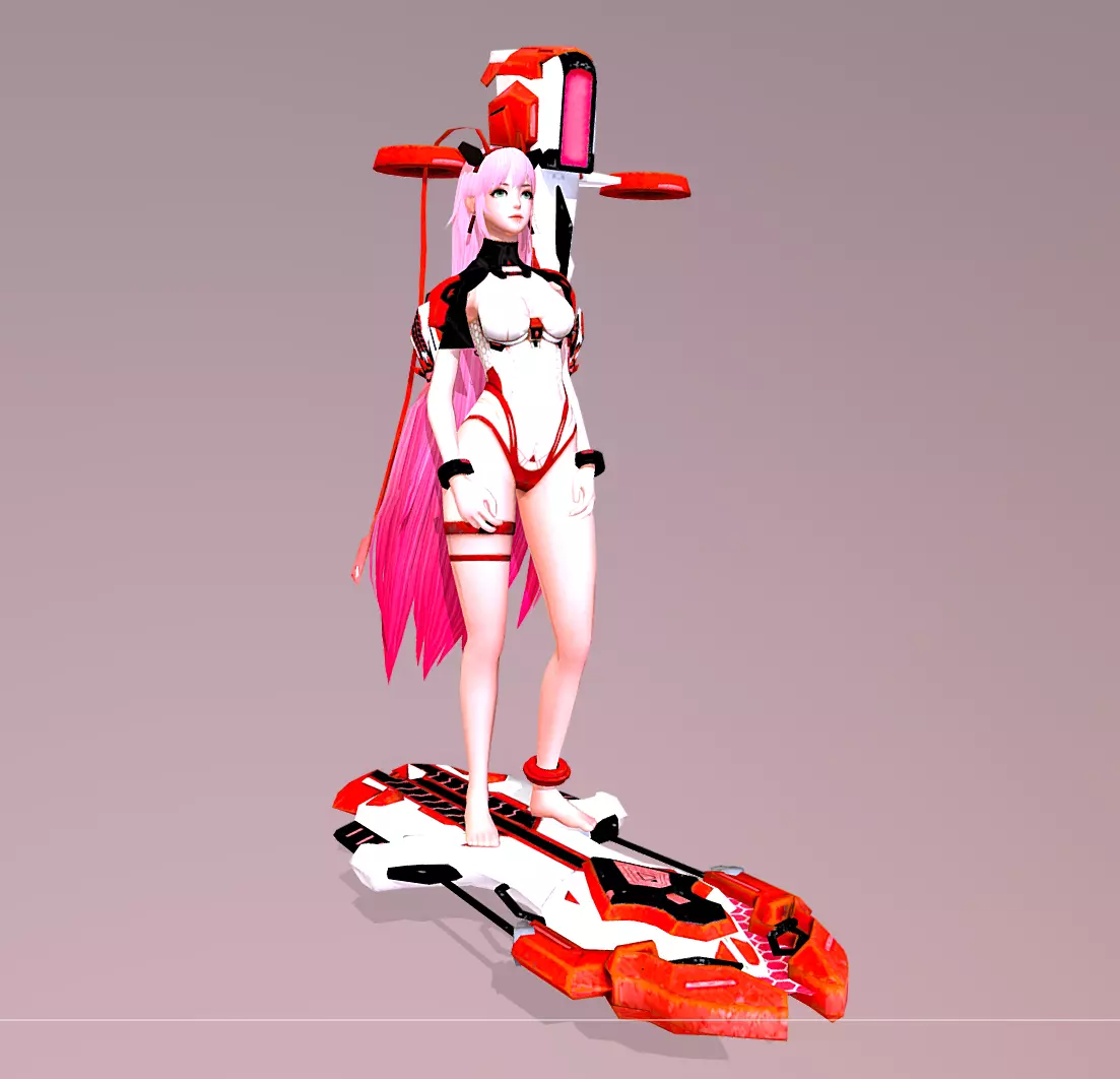 SPUTNIK Craft Girl Cyberpunk techno Animated 3D model