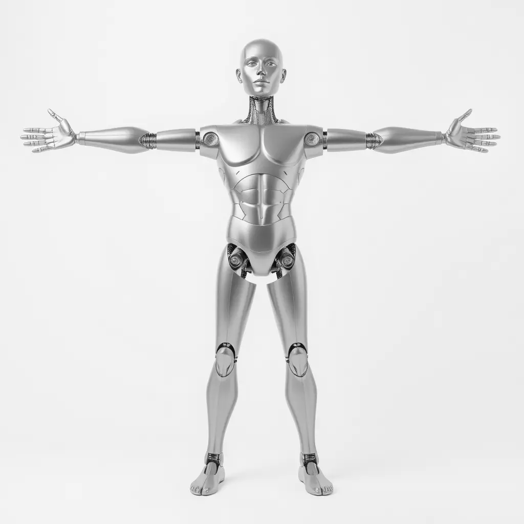 Sleek Silver Robot model pack Low-poly 3D model_2