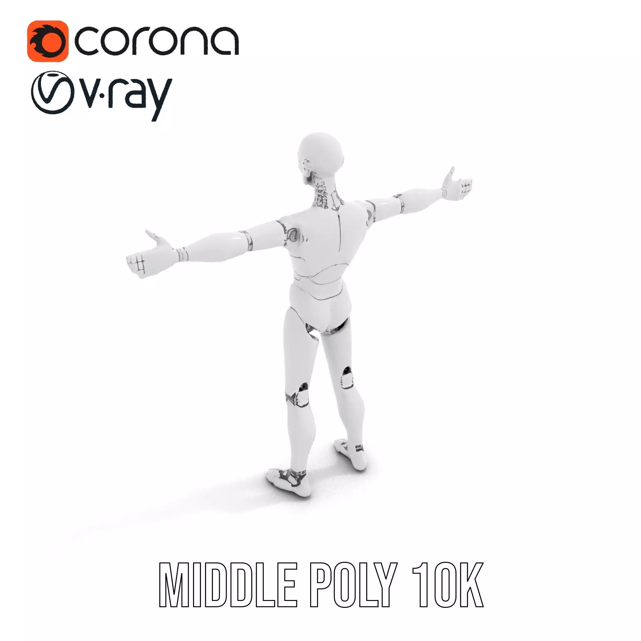 Sleek Silver Robot model pack Low-poly 3D model_13