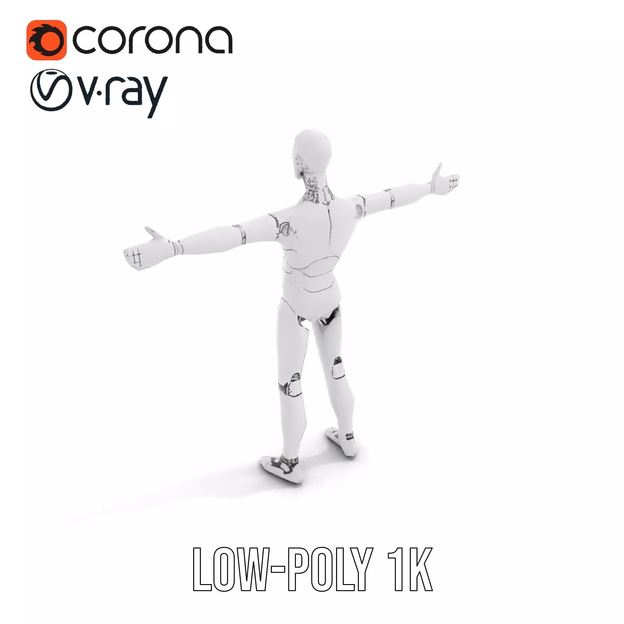 Sleek Silver Robot model pack Low-poly 3D model_30