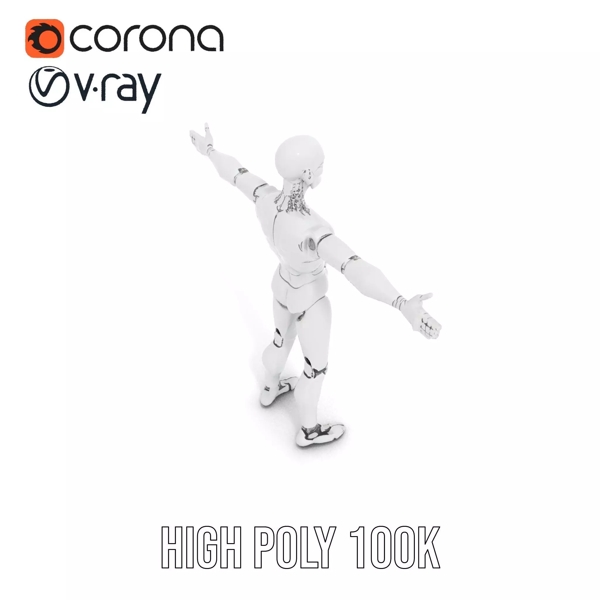 Sleek Silver Robot model pack Low-poly 3D model_32