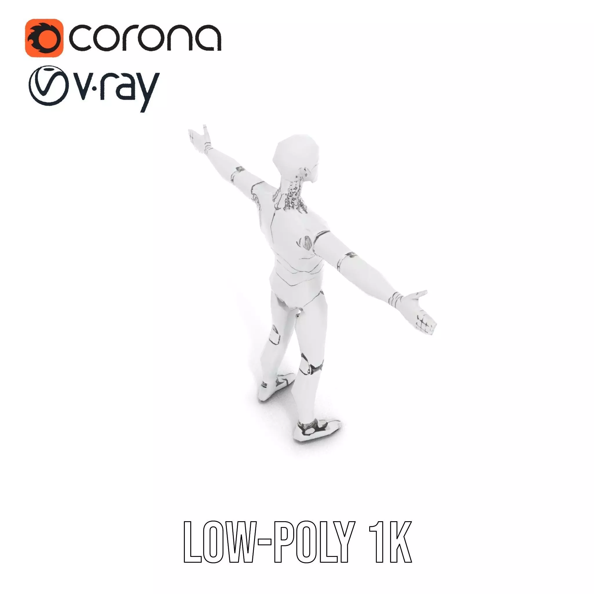 Sleek Silver Robot model pack Low-poly 3D model_16