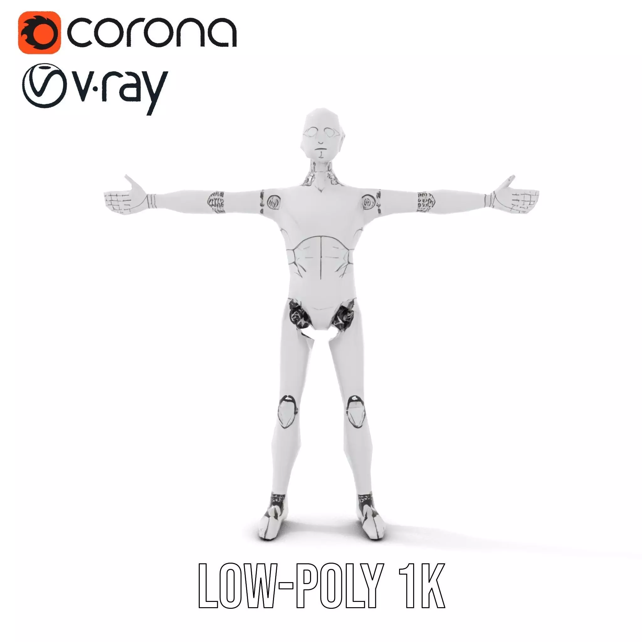 Sleek Silver Robot model pack Low-poly 3D model_7