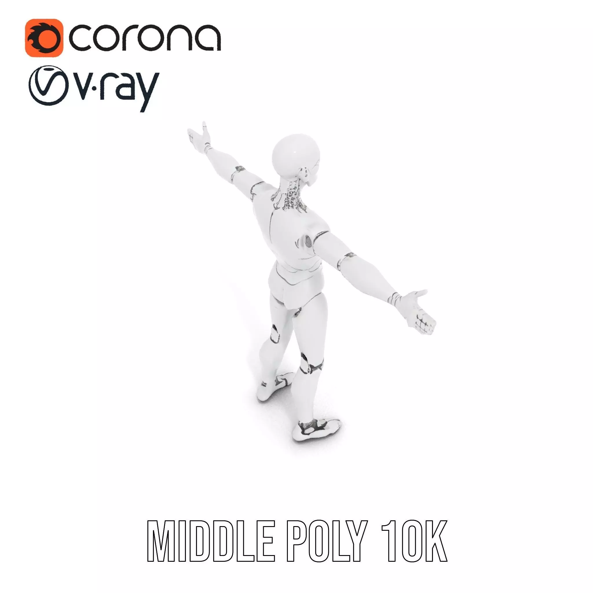 Sleek Silver Robot model pack Low-poly 3D model_15