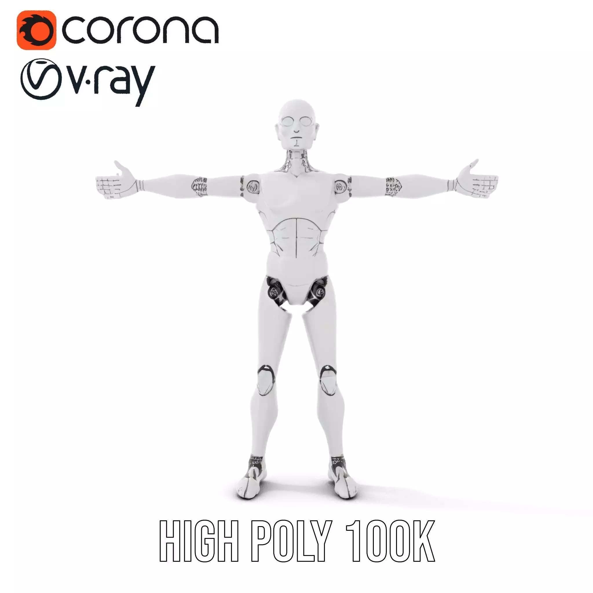 Sleek Silver Robot model pack Low-poly 3D model_28