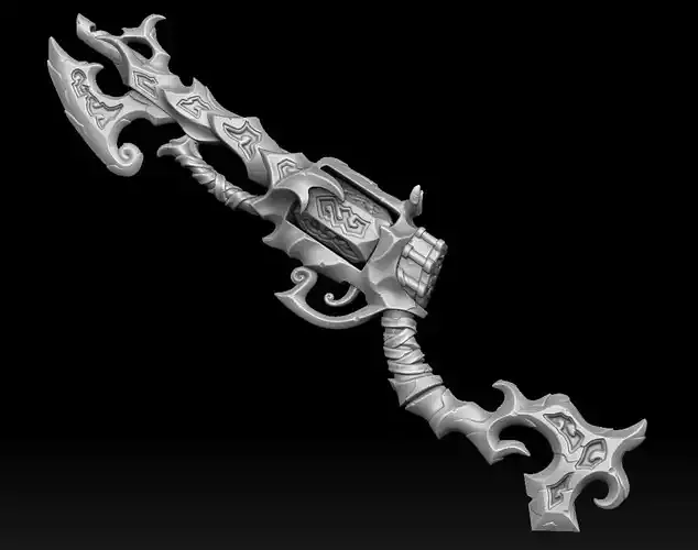 Stylized ice rune rifle 3d print 3D print model