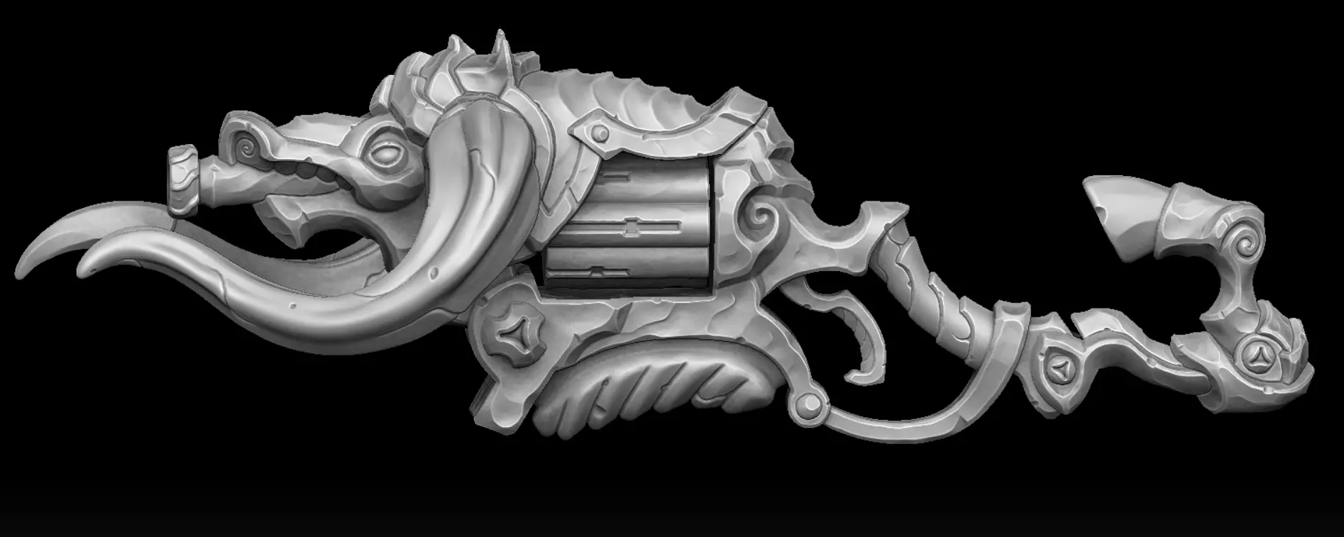 Stylized bull revolver rifle 3d print 3D print model_1