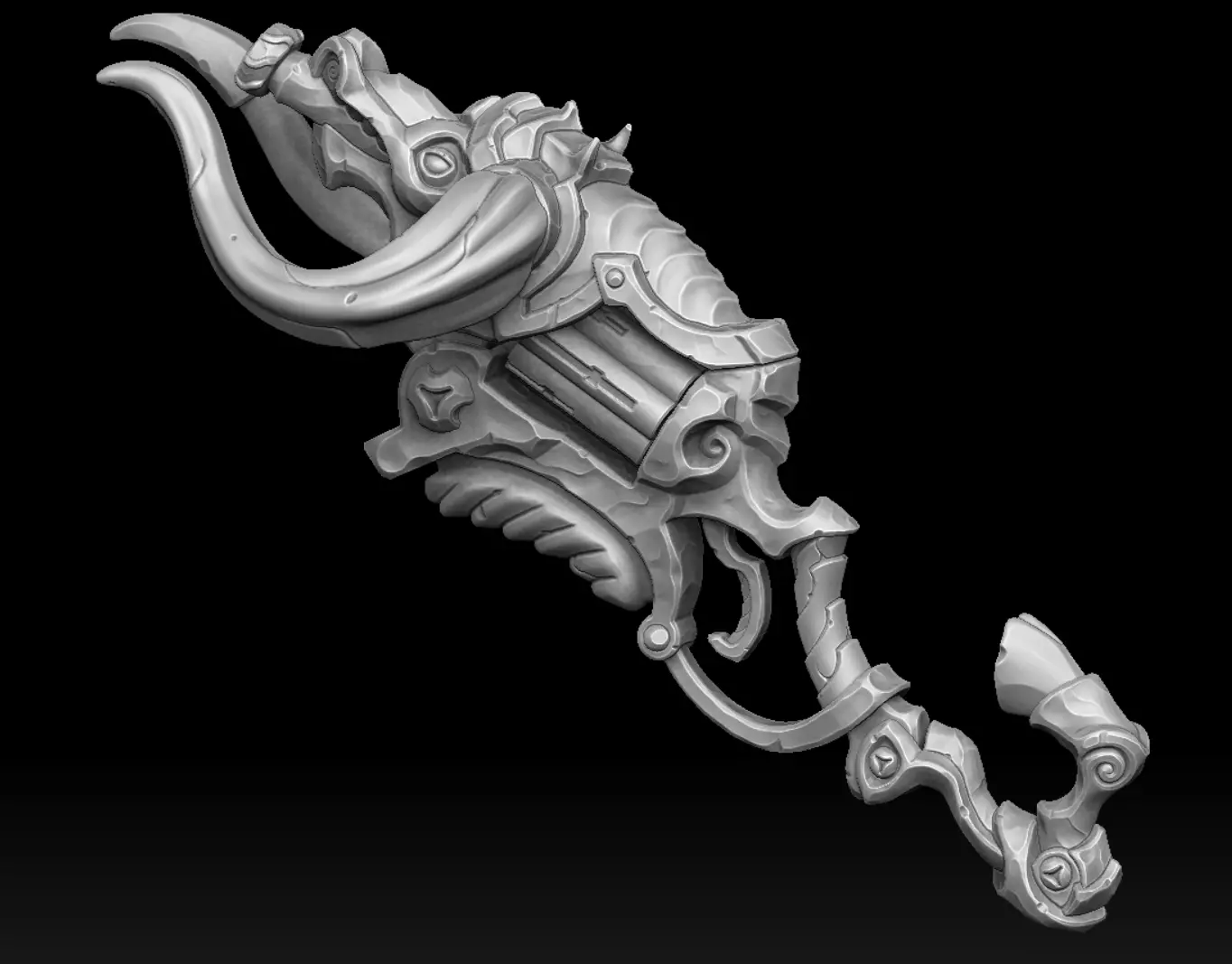 Stylized bull revolver rifle 3d print 3D print model_0