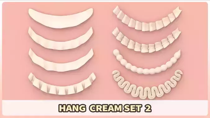 Cream Set 2 - Hanging Whipped Cream 3D model